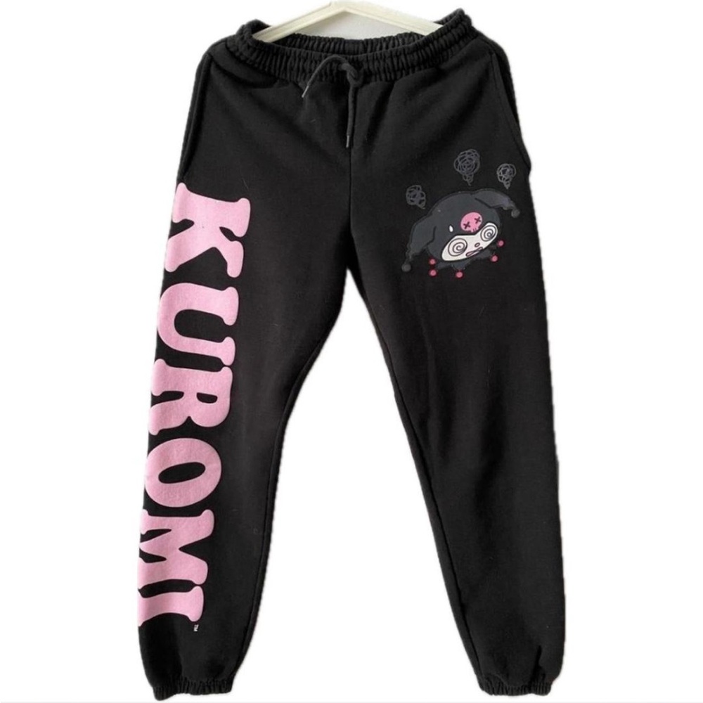 Cute Sanrio black and pink Kuromi sweatpants